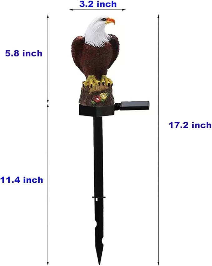 Solar Garden Light Solar Lights Decorative Resin Bald Eagle Figurine Dusk Dawn Solar Yard Light Animal Solar Stake Light Outdoor Decorative