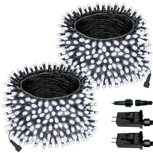 2 Pack Extendable Christmas String Lights Indoor Outdoor 400 LED Cool White