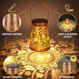LeiDrail Hummingbird Solar Lanterns, Hanging Garden Lights, 2 Pack, Copper