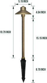 GKOLED Solid Brass Landscape Path Lights (5" Shade, 20" Tall), Low Voltage LED 3W 12-24V China Hat Path Lighting | Lumora