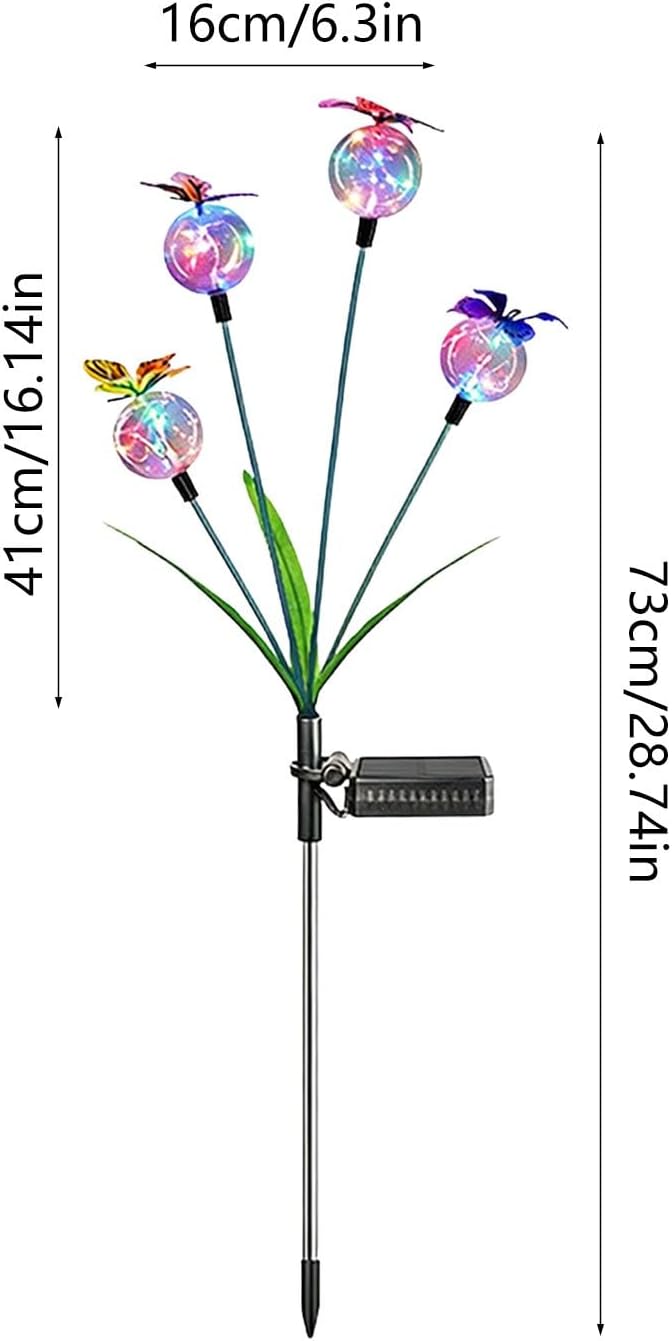 Solar Garden Lights, Swaying Butterfly Light, Swaying in The Wind, Solar Outdoor Lights, Yard Patio Pathway Decoration, Flexibility Iron Wire & Realistic Butterflies (Multicolor)