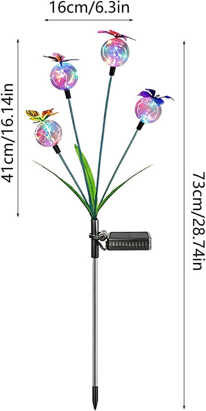 Solar Garden Lights, Swaying Butterfly Light, Swaying in The Wind, Solar Outdoor Lights, Yard Patio Pathway Decoration, Flexibility Iron Wire & Realistic Butterflies (Multicolor)