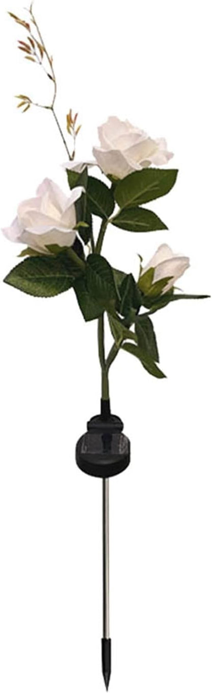 Solar Garden Lights,Solar Flowers Outdoor Waterproof with Rose, Garden Lights Solar Powered Waterproof, Solar Flower Lights, Solar Lights for Outside Garden Patio Yard Decorations (White)
