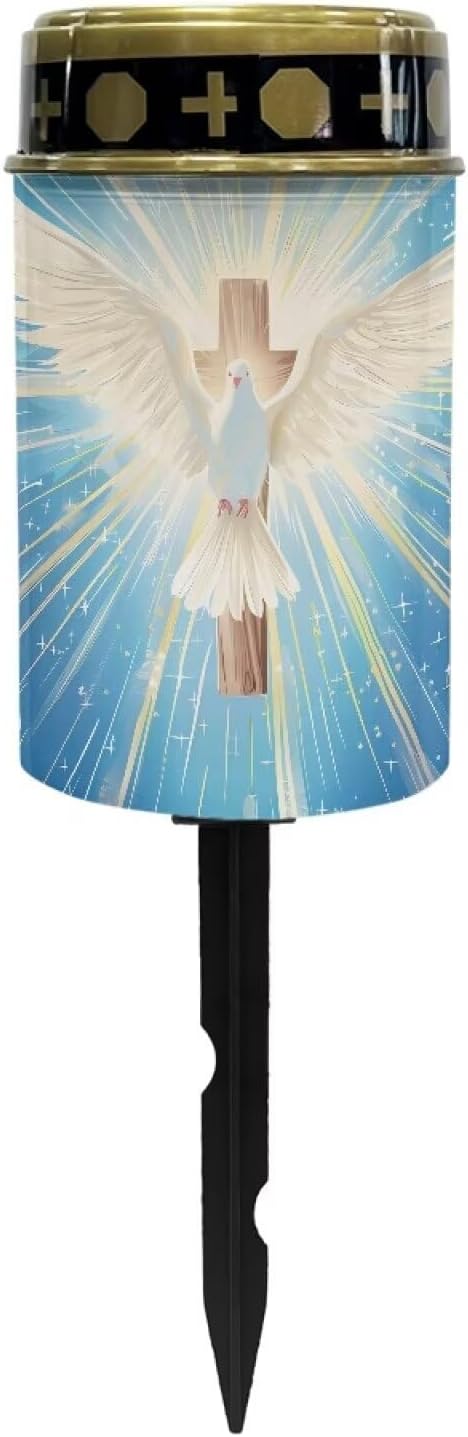 Cross Solar Lights Outdoors Waterproof Solar Lights Guardian Solar Light Dove of Peace Cemetery Solar Lights for Grave Landscape Path Lights Red