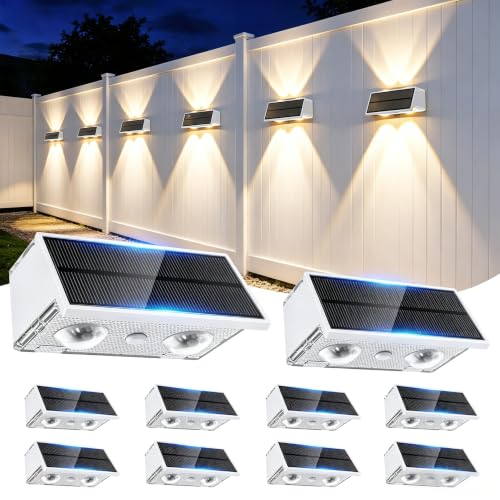 Solar Fence Lights Outdoor, 10 Pack Fence Solar Lights Waterproof