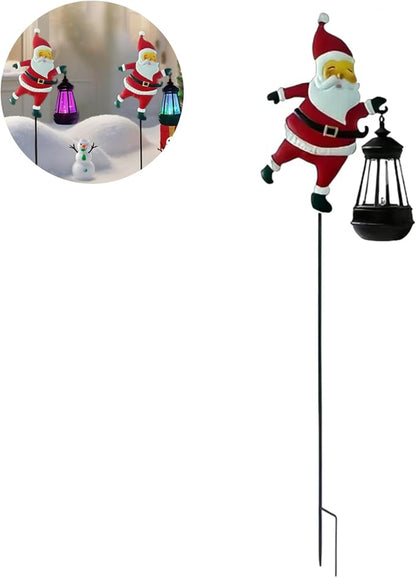 Christmas Solar Kettle Lights, Light Solar Santa Claus Watering Can LED Light, Waterproof Solar Powered Lawn Decorative Lights for Outdoor Christmas Pathway Decoration (Rainbow B, Lantern)