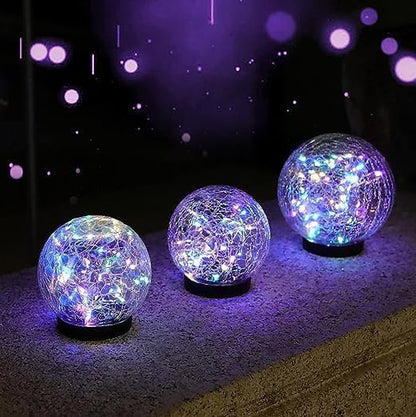 Cracked Glass Outdoor Solar Lights Landscape Garden Ball Lights, Garden Solar Ball Lights Waterproof (Multicolor, 15cm)