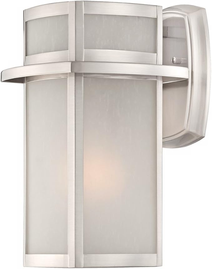 Possini Euro Design Delevan Modern Outdoor Wall Light Fixture Brushed Nickel Steel 11 1/4" Frosted Seedy Glass Damp | Lumora