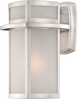 Possini Euro Design Delevan Modern Outdoor Wall Light Fixture Brushed Nickel Steel 11 1/4" Frosted Seedy Glass Damp | Lumora