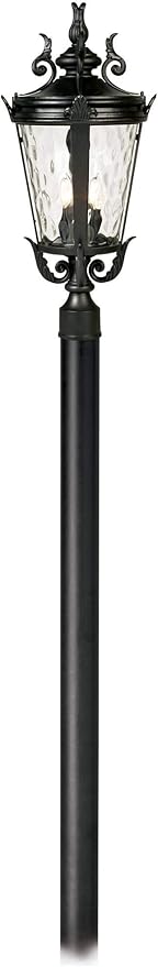 John Timberland Casa Marseille Vintage Outdoor Post Light Fixture with Burial Pole Textured Black 107" Clear | Lumora