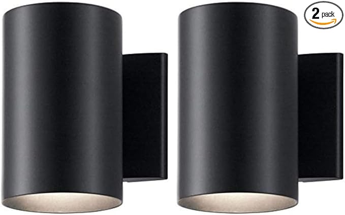Kichler Cylinders 7" Outdoor Wall Sconce in a Black, 1-Light Exterior Wall Light, Cylinder Fixture, (7" H x 5" W) | Lumora
