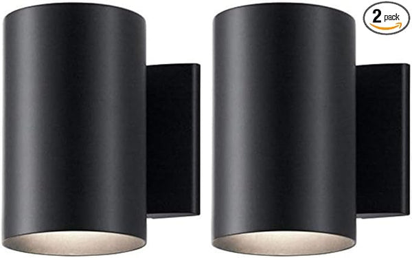Kichler Cylinders 7" Outdoor Wall Sconce in a Black, 1-Light Exterior Wall Light, Cylinder Fixture, (7" H x 5" W) | Lumora