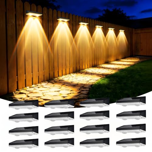 Solar Fence Lights Outdoor, 16 Pack Fence Lights Solar Powered