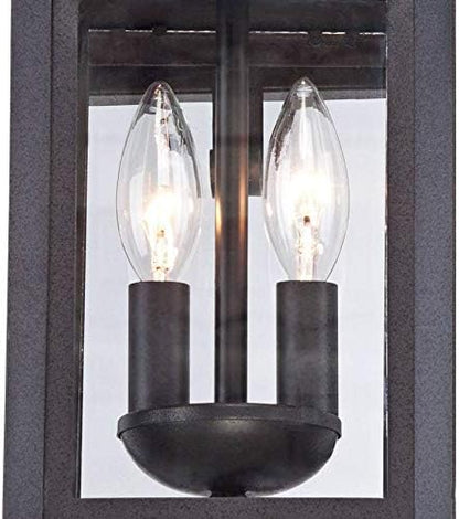 Franklin Iron Works Bransford Traditional Rustic Outdoor Wall Light Fixture Lantern Black Specked Gray 17" Clear Glass Panels for Exterior House Porch Patio Outside Deck Garage Yard Front Door Home