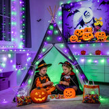 JMEXSUSS 200LED Halloween Lights Indoor Outdoor Purple Green Lights Plug in