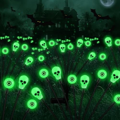 vignuto Halloween Decorations Outdoor, Scary Eyeball Lights,8PACKS 64LED,IP65 Waterproof,Halloween Decor for Garden/Yard/Patio/Lawn/Pathway(Green)