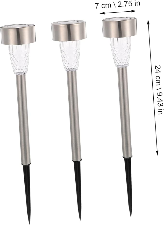 Happyyami 12pcs Solar Powered Stainless Steel Pathway Lights Outdoor Landscape Lighting Kit for Patio Garden Bright White LED Solar Garden Lights