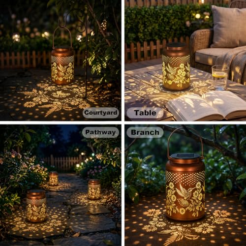 Cawalap Birthday Day Gifts for Women, 2 Pack Hummingbird Solar Lanterns
