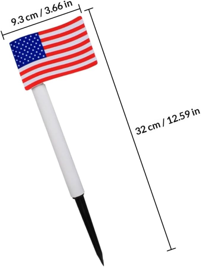 Gadpiparty 2pcs Solar LED American Flag Garden Lights, Solar Pathway Lamps with Ground Plug, Outdoor Landscape Lighting for Independence Day Decoration Random Color