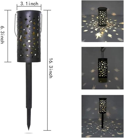 Solar Garden Light Outdoor Decorative Moon Star Solar Powered Landscape Lights Waterproof Hanging Path Light for Yard Driveway Lawn Walkway Patio Pathway,Warm White,2 Pack