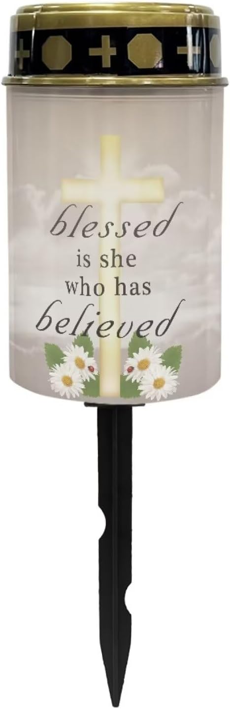 Bless Pattern Solar Light Outdoor Memorial Solar Light Solar Stake Lights for Pathway Garden Yard Landscape Path Light Gift Cemetery Solar Light