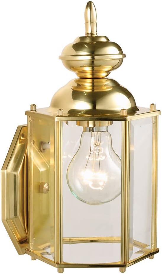 Design House 501833 Augusta 1-Light Traditional Indoor/Outdoor Wall Light Dimmable Clear Glass for Entrance Porch | Lumora