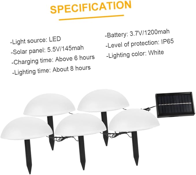 NUOBESTY Garden Decor Solar Pathway Light Easy to Move Solar Lawn Lamp No Tools Required Hemisphere Shape