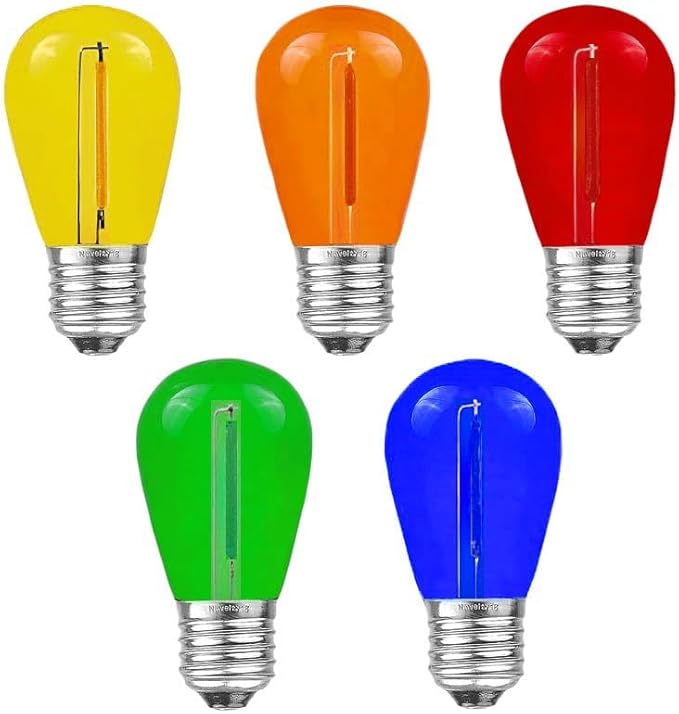 Novelty Lights Outdoor String Light Replacement Bulbs, 25 Pack S14 LED Edison Shatterproof Plastic, E26 Base | Lumora