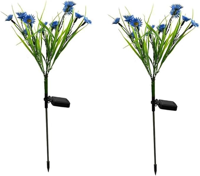 Solar Daisy Flower Decorative Garden Lights, 28 LED, Blue, Green, Multicolor, Waterproof, Solar Powered, Modern Style, Outdoor, 2 Pack