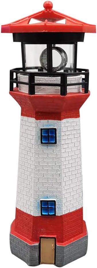 Forart Waterproof Solar Lighthouse with Rotating Lamp Decor LED Garden Lighthouse Landscape Lighting Figurine Lights Path Lights for Outdoor Garden Yard