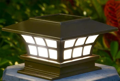 Coffee Stigma Lights Solar Outdoor Lights Waterproof Decorative Wall Lights Retro Metal Decoration Energy-Saving Lamps for Deck, Patio, Yard and Driveway, Cool White, Pack of 2