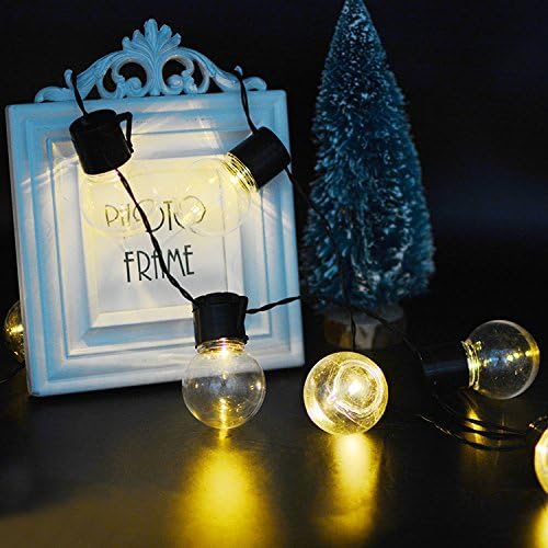 2 Pack - Solar Powered String Lights with Hanging Sockets, 20 Big Edison Bulbs Weatherproof Solar Decoration Lights for Patios, Parties, Weddings, Backyards, Porches (Solar Powered, WarmWhite-2Pcs)