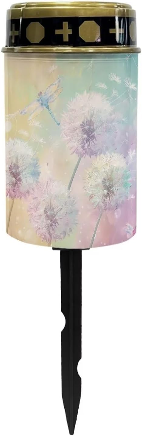 Dandelion Dragonfly Cemetery Solar Lights Solar Garden Stake Outdoor Lights, Solar Powered Lights Stake Decorative Lights for Remembrance Gifts