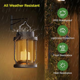 Solar Lantern Outdoor & Indoor Use – Hanging Solar Lights with Realistic Flickering Flameless Candle, Weatherproof for Gardens, Patios, Trees, and Lawns (Black + Amber, 1 Pack)