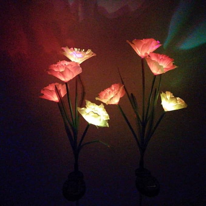 POPETPOP 2Pcs Solar Power LED Daffodil Flower Lights Lawn Insert Lights for Garden Decoration Orange Yellow White Yellow Flower Branches Energy Saving Outdoor Lighting