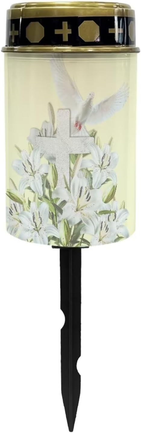 Cross Dove Solar Light Outdoor Solar Garden Lights Bright Solar Path Lights Outdoor Cemetery Solar Light for Grave Memorial Gift Cemetery Decorations for Grave