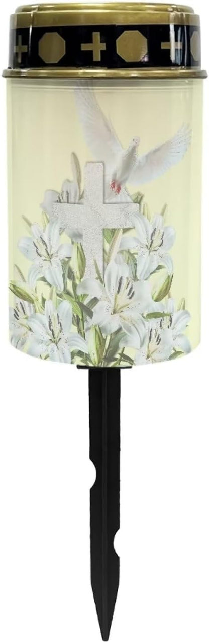Cross Dove Solar Light Outdoor Solar Garden Lights Bright Solar Path Lights Outdoor Cemetery Solar Light for Grave Memorial Gift Cemetery Decorations for Grave