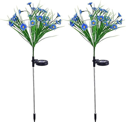 Solar Flower Lights Outdoor, Waterproof LED Daisy Flowers Solar Stake Decorative In-Ground Lights 2Mode for Garden Landscape Yard Pathway Wedding Party (Blue, 1Pack)