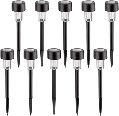 Lurrose 10Pcs Waterproof Solar LED Landscape Path Lights Outdoor Garden Ground Plug Lawn Lamps White Light for Driveway Patio Yard Lighting