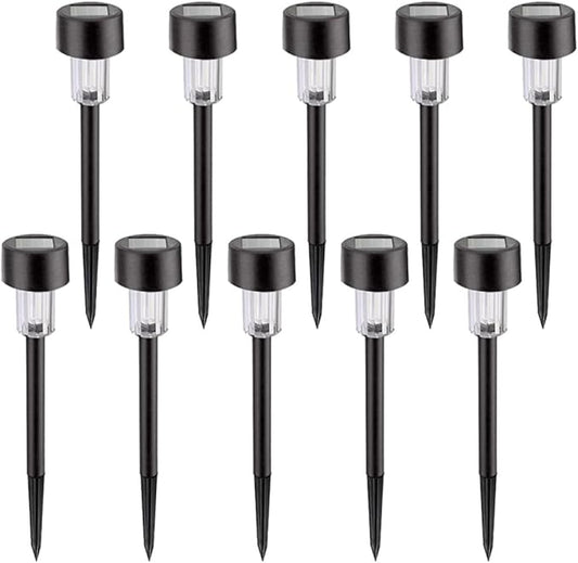 10pcs Waterproof Solar LED Landscape Path Lights Ground Stake, White Light Outdoor Garden Lawn Road Lighting for Walkway Driveway