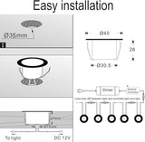 FVTLED Low Voltage Recessed RGBW Deck Light, Φ1.22 RGB & Warm White Stainless Steel Waterproof Outdoor Step | Lumora