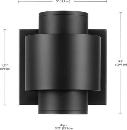GLOBE Electric 60000126 LED Integrated 15-Watt Outdoor Wall Sconce, Matte Black, Up/Down Light Direction, 700 Lumens, 2700 Kelvin, 90 CRI, Dimmable
