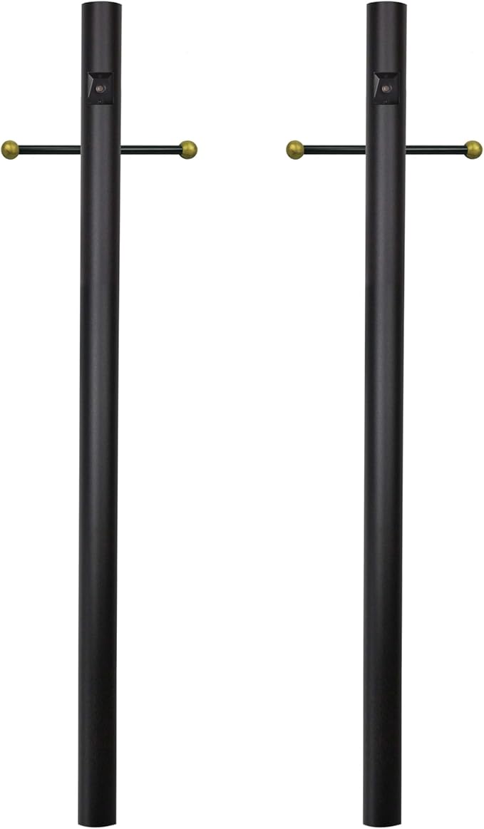 Solus 7-Foot Direct Burial Lamp Post – Aluminum Outdoor Light Pole with Decorative Cross Arm & Dusk-to-Dawn Sensor | Lumora