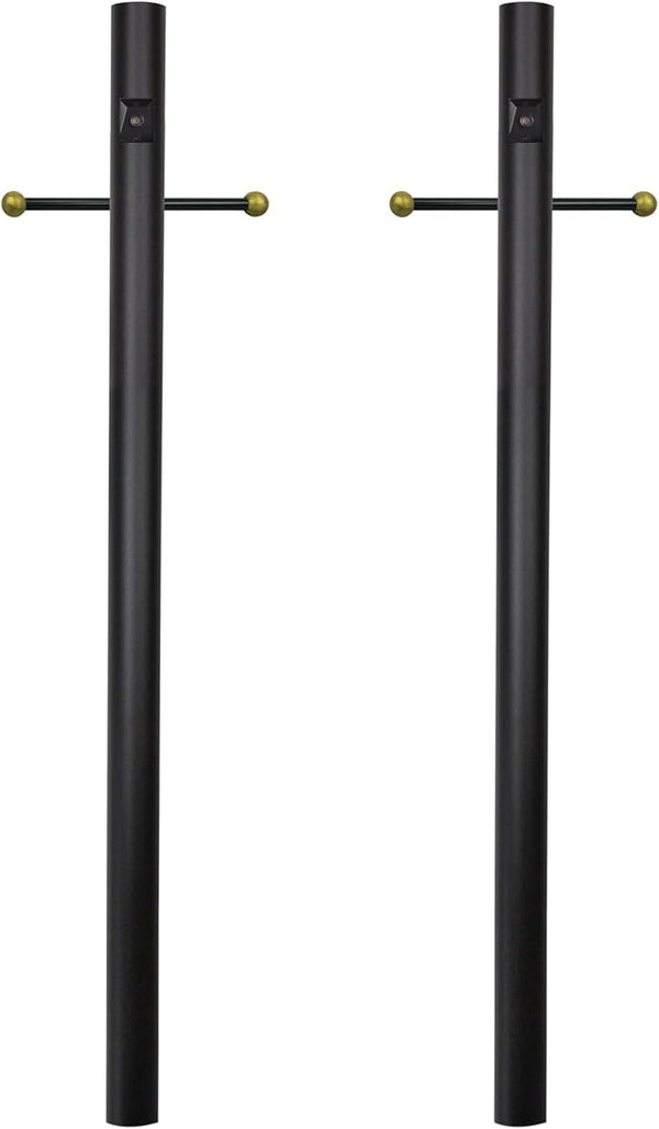 Solus 7-Foot Direct Burial Lamp Post – Aluminum Outdoor Light Pole with Decorative Cross Arm & Dusk-to-Dawn Sensor | Lumora