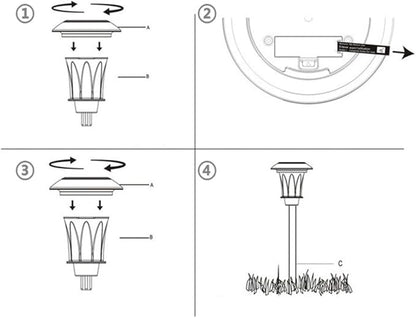 Milisten Solar Lawn Ground Plug Light Outdoor Garden LED Solar Pathway Light for Patio Yard