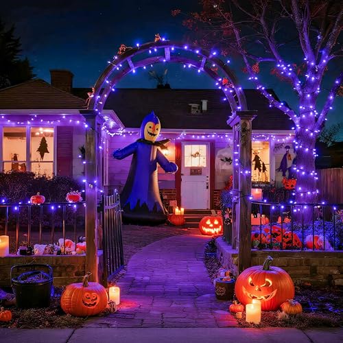 JMEXSUSS 200 LED 66ft Halloween Lights, Purple String Lights Plug in