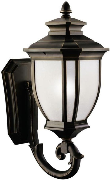 Kichler Salisbury 29" 1 Light Outdoor Wall Light with White Linen Glass in Rubbed Bronze
