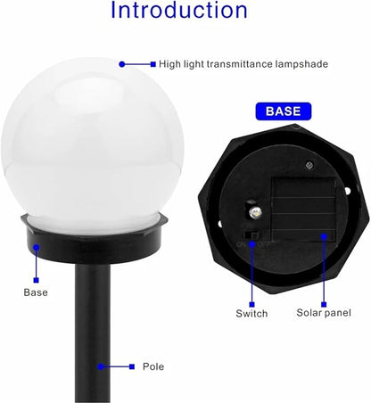 Solar Pathway Lights, Round Ball Outdoor Garden Lamps, 2/4/6/8Pcs Waterproof Landscape Lighting for Yard & Lawn(RGB,2 PCS)