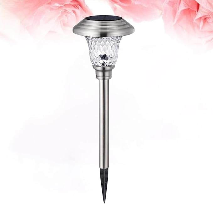 2pcs Solar Garden Lamp Stainless Steel Glass Landscape Lawn Light Outdoor Pathway Lighting for Patio Yard