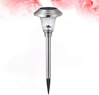 2pcs Solar Garden Lamp Stainless Steel Glass Landscape Lawn Light Outdoor Pathway Lighting for Patio Yard